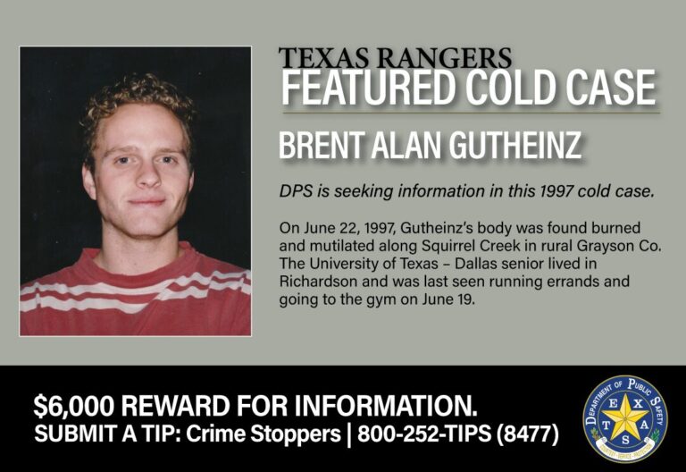 Texas Rangers reactivan caso sin resolver de Brent Alan Gutheinz; ofrecen recompensa de $6,000