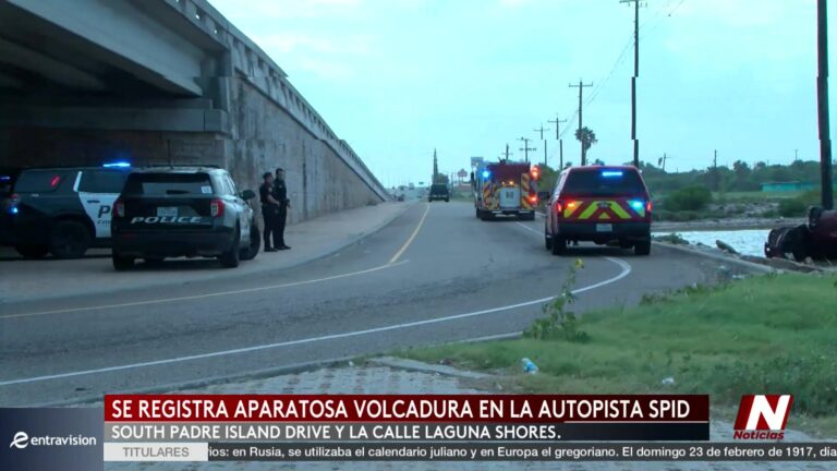 Accidente Vehicular Deja Vehículo Volcado En South Padre Island Drive accidente
